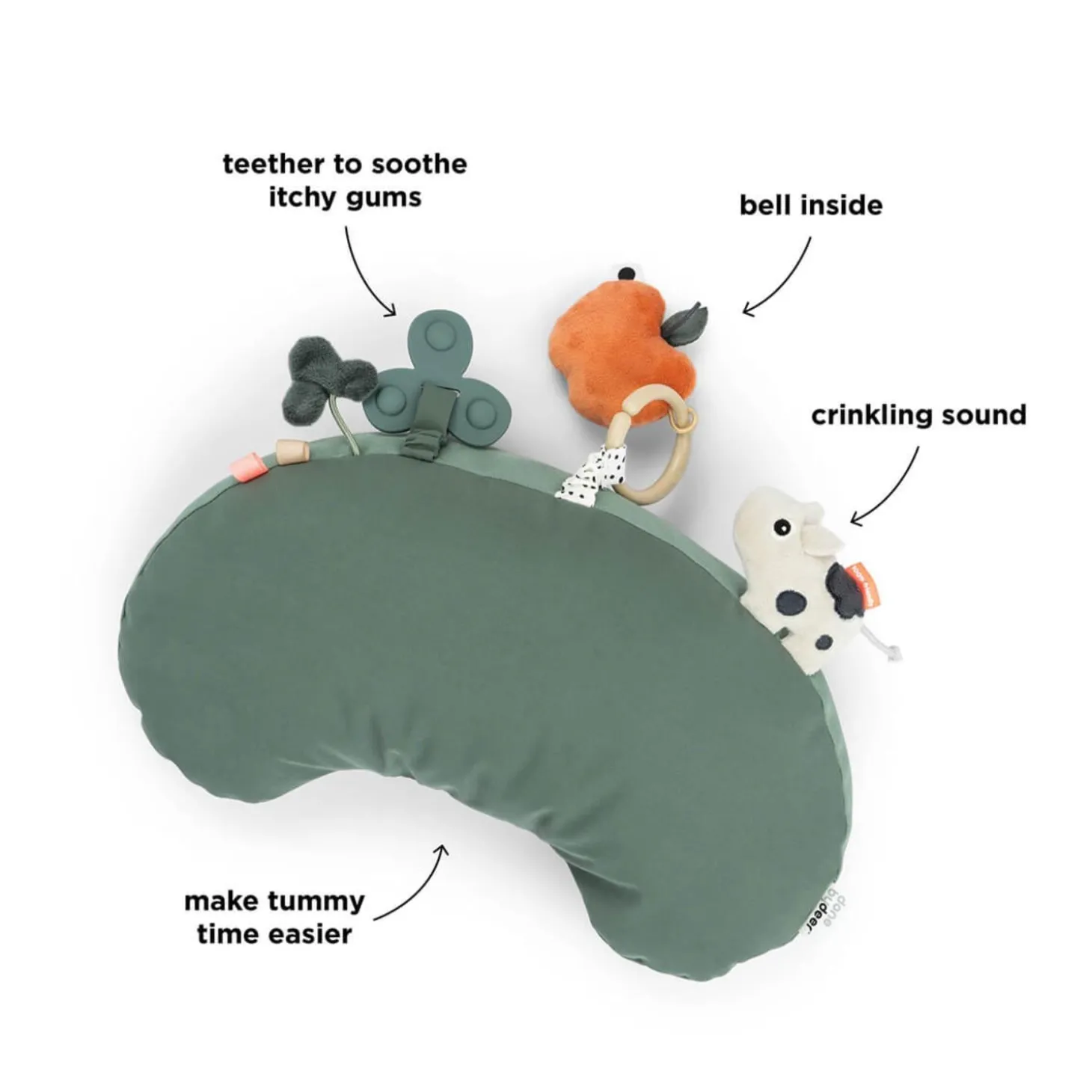 Done by Deer Coussin d'éveil Tummy time Tiny farm Vert