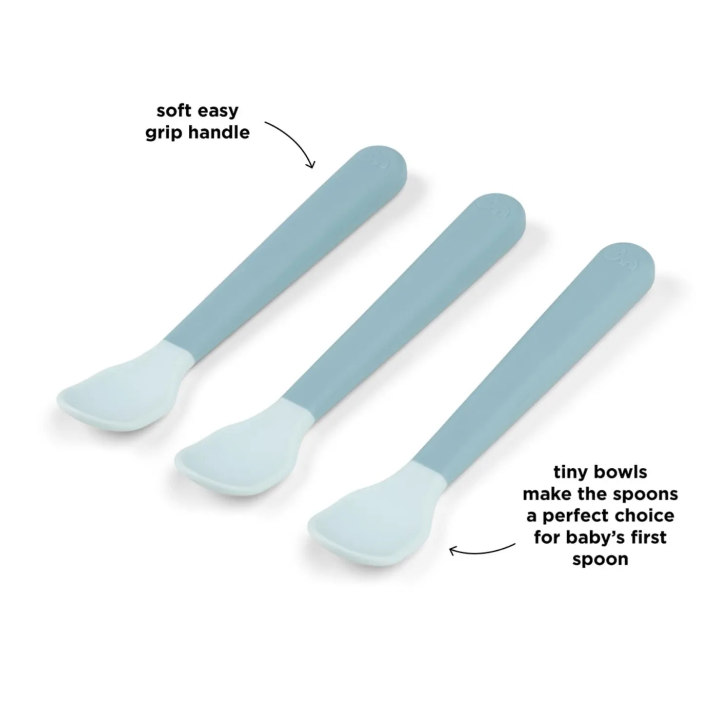 Done by Deer Cuillère bébé Foodie Easy-grip lot de 3 Bleu