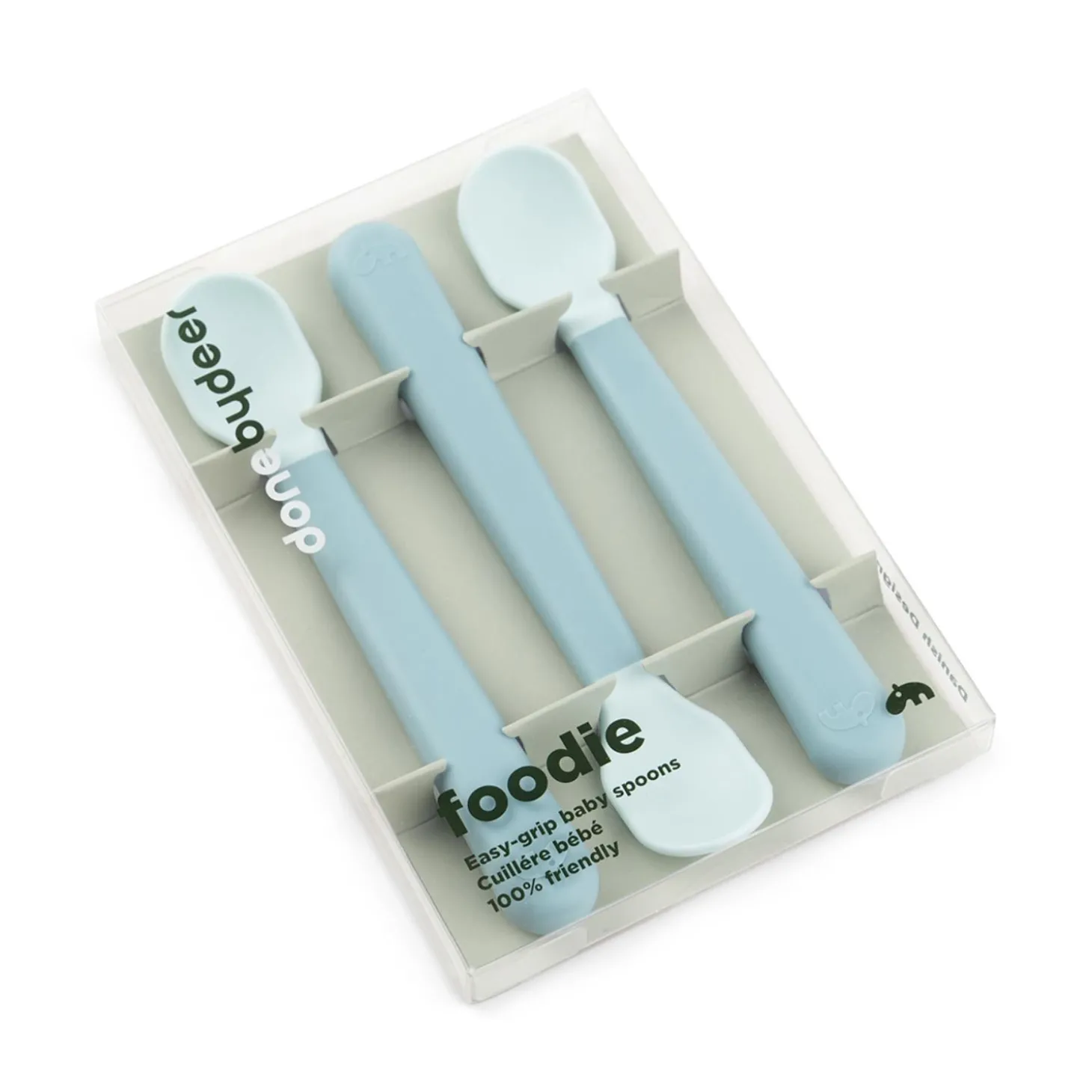 Done by Deer Cuillère bébé Foodie Easy-grip lot de 3 Bleu