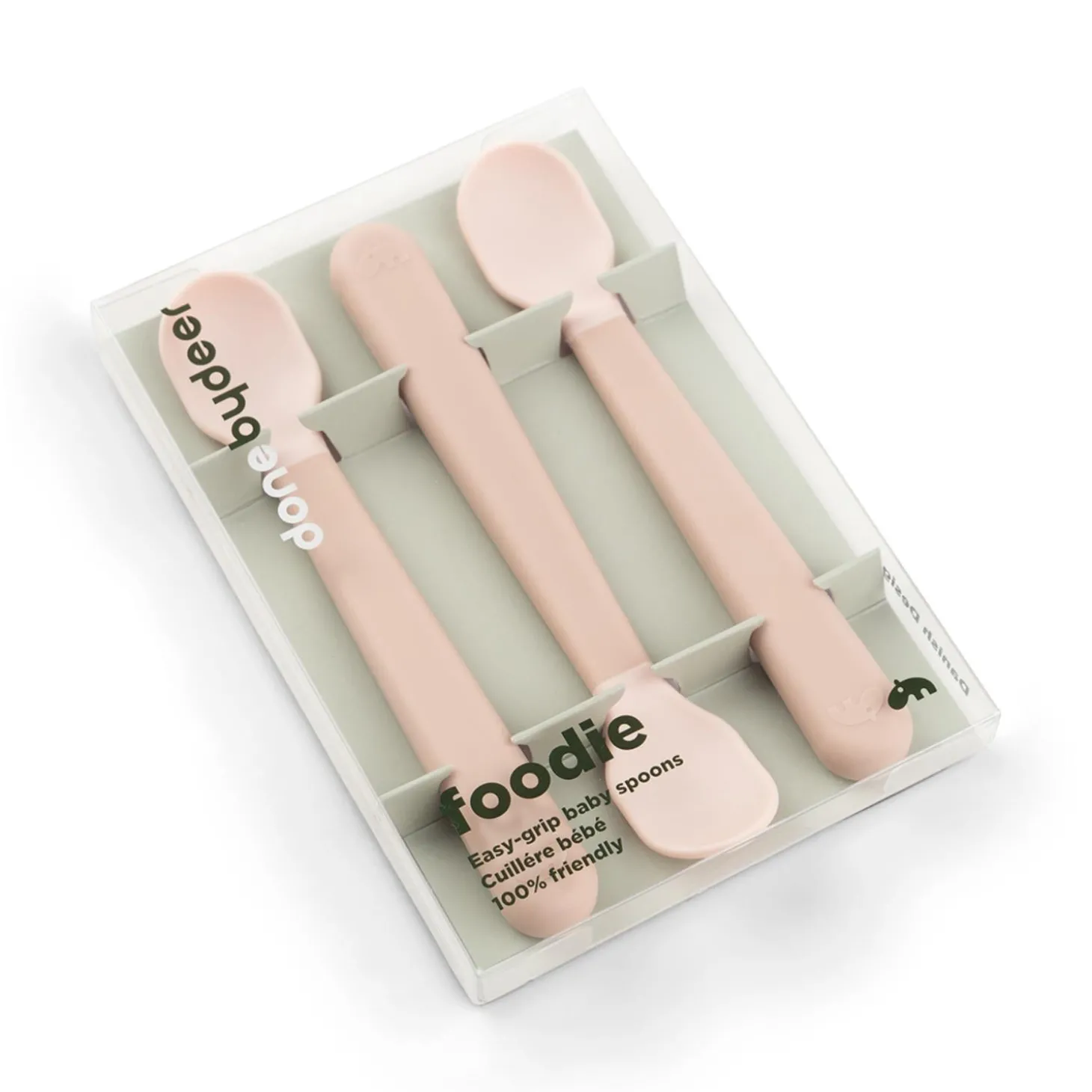 Done by Deer Cuillère bébé Foodie Easy-grip lot de 3 Rose