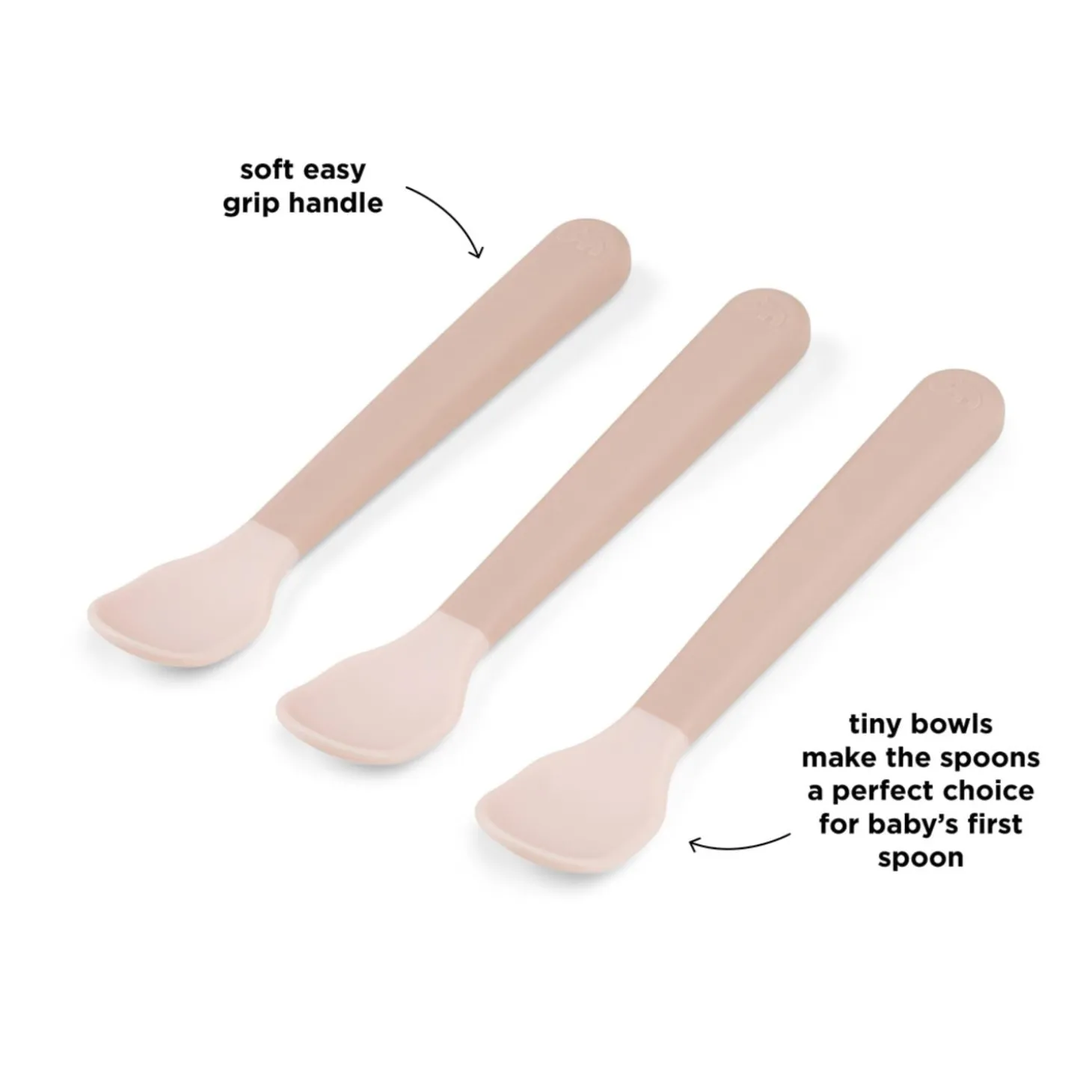 Done by Deer Cuillère bébé Foodie Easy-grip lot de 3 Rose