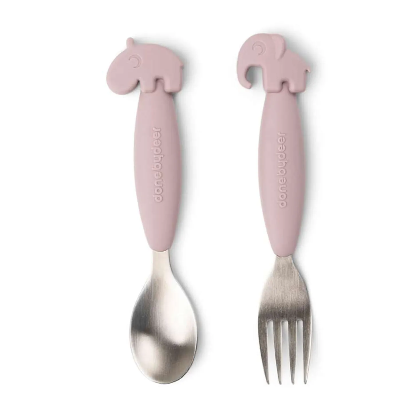 Done by Deer Easy-grip Cuillère et fourchette Deer friends Rose 14,4 cm