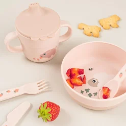 Done by Deer Foodie tasse d'apprentissage Tiny farm Rose 215 ml