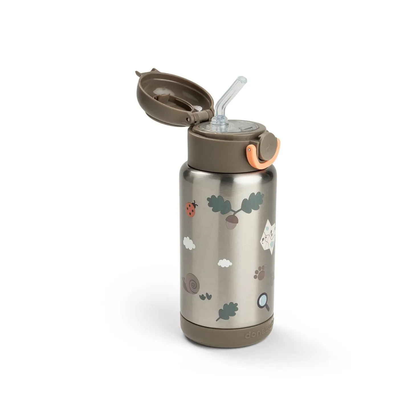 Done by Deer Gourde à paille isotherme Tiny trails Sable 340 ml