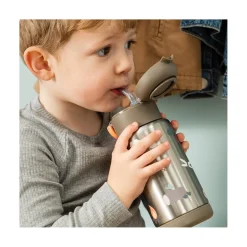 Done by Deer Gourde à paille isotherme Tiny trails Sable 340 ml