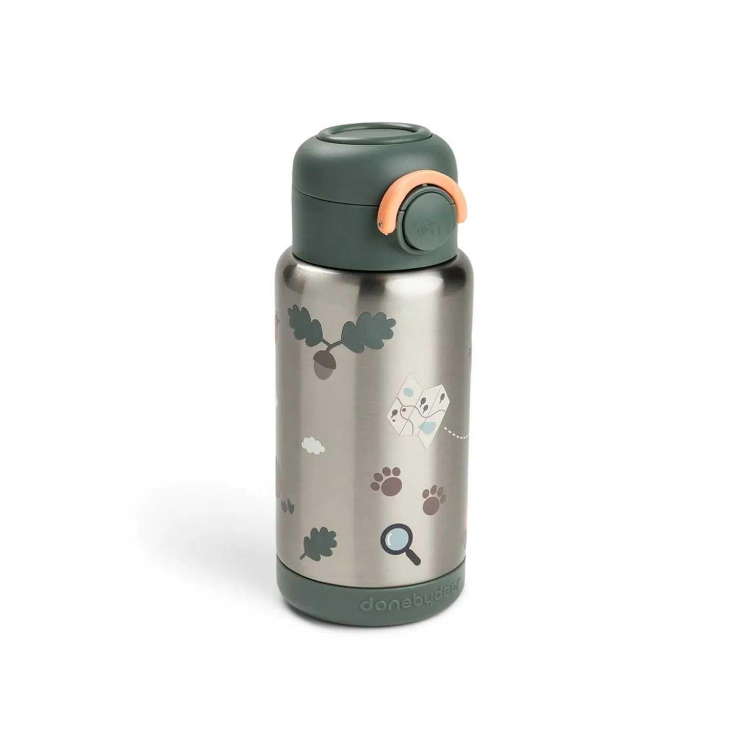 Done by Deer Gourde à paille isotherme Tiny trails Vert 340 ml