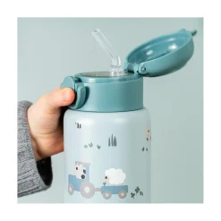 Done by Deer                    Gourde à paille isotherme Tiny farm    Bleu            340 ml