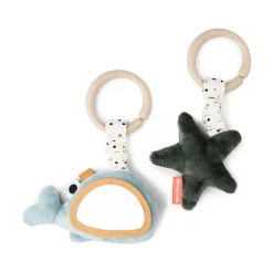 Done by Deer Lot de 2 jouets d'éveil à suspendre Wally Bleu