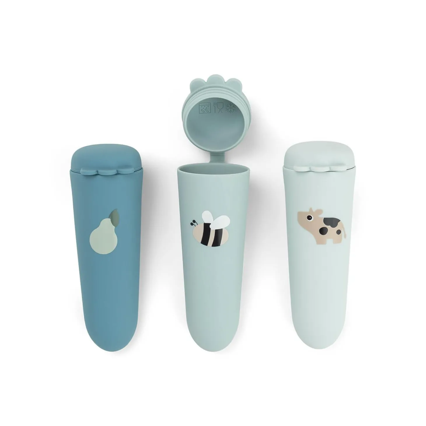 Done by Deer Lot de 3 Moules à glace silicone Dotti Bleu 60 ml