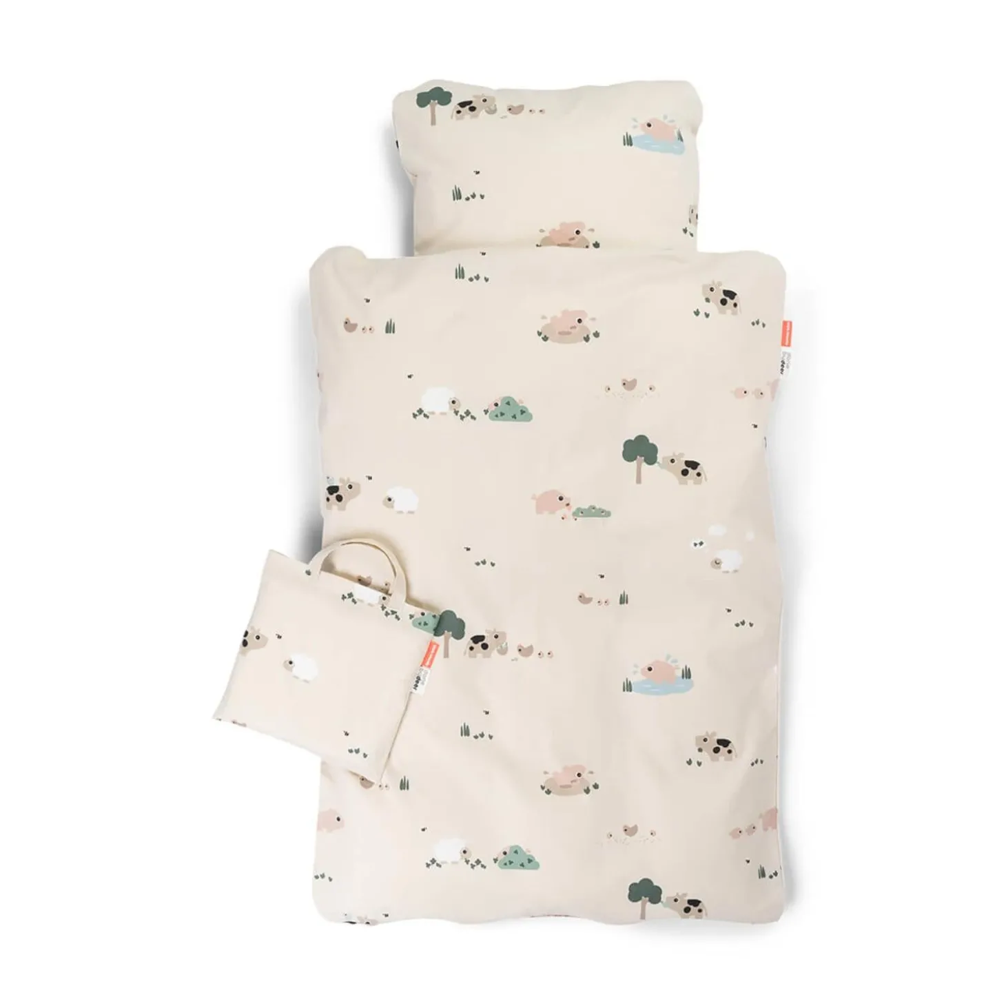 Done by Deer Parure de lit junior FR Tiny farm Sable 100 x 140 cm et 40 x 60 cm