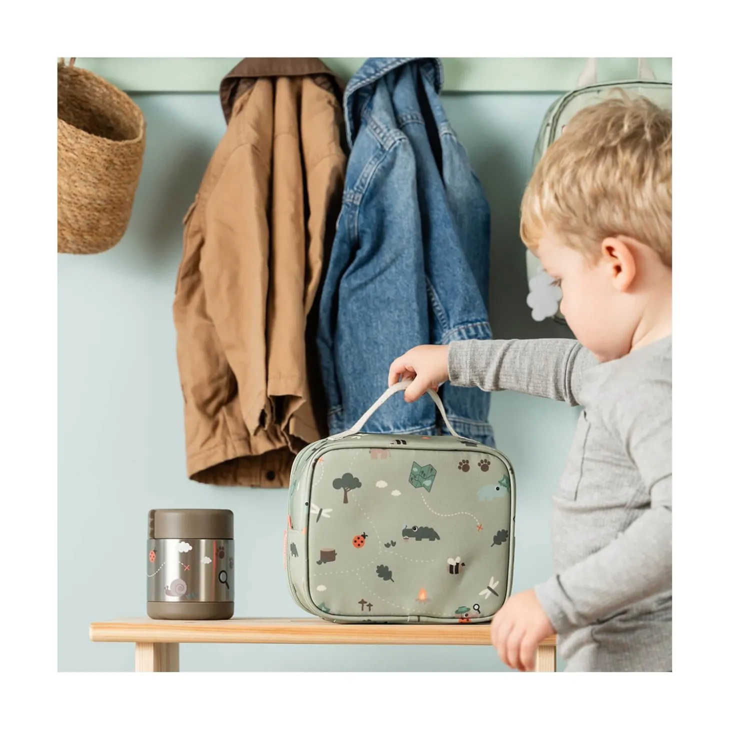 Done by Deer Petit sac repas isotherme Tiny trails Vert
