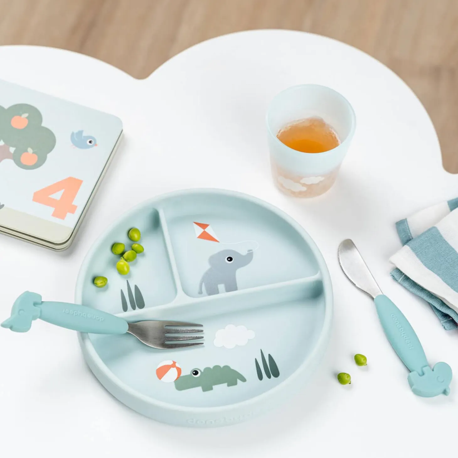 Done by Deer Stick&Stay assiette compartimentée Playground Bleu