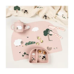 Done by Deer Tasse à bec 2 anses silicone Tiny farm Rose 120 ml