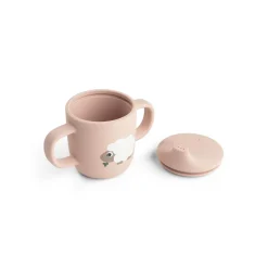 Done by Deer                    Tasse à bec 2 anses silicone Tiny farm    Rose            120 ml