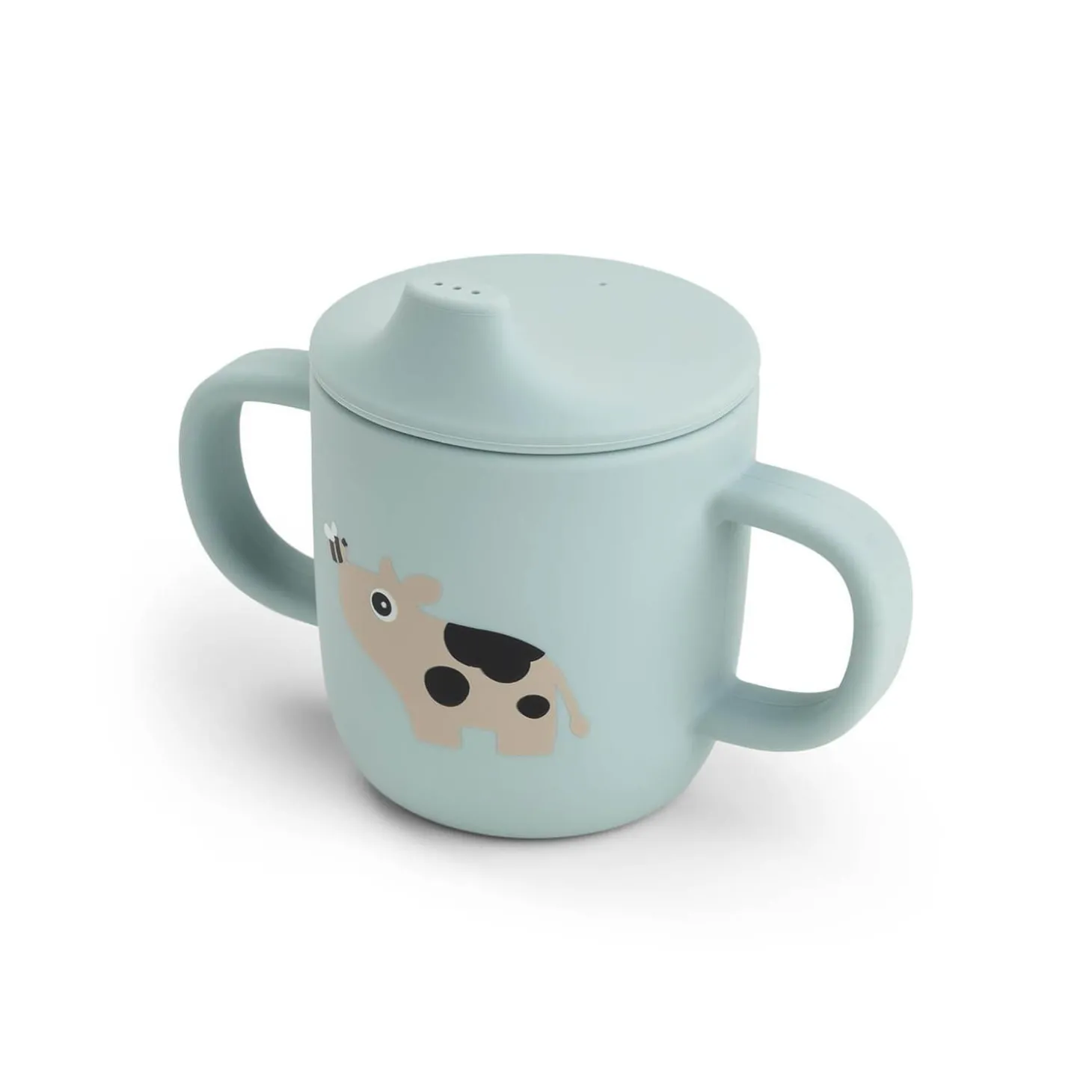 Done by Deer Tasse à bec 2 anses silicone Tiny farm Bleu 120 ml
