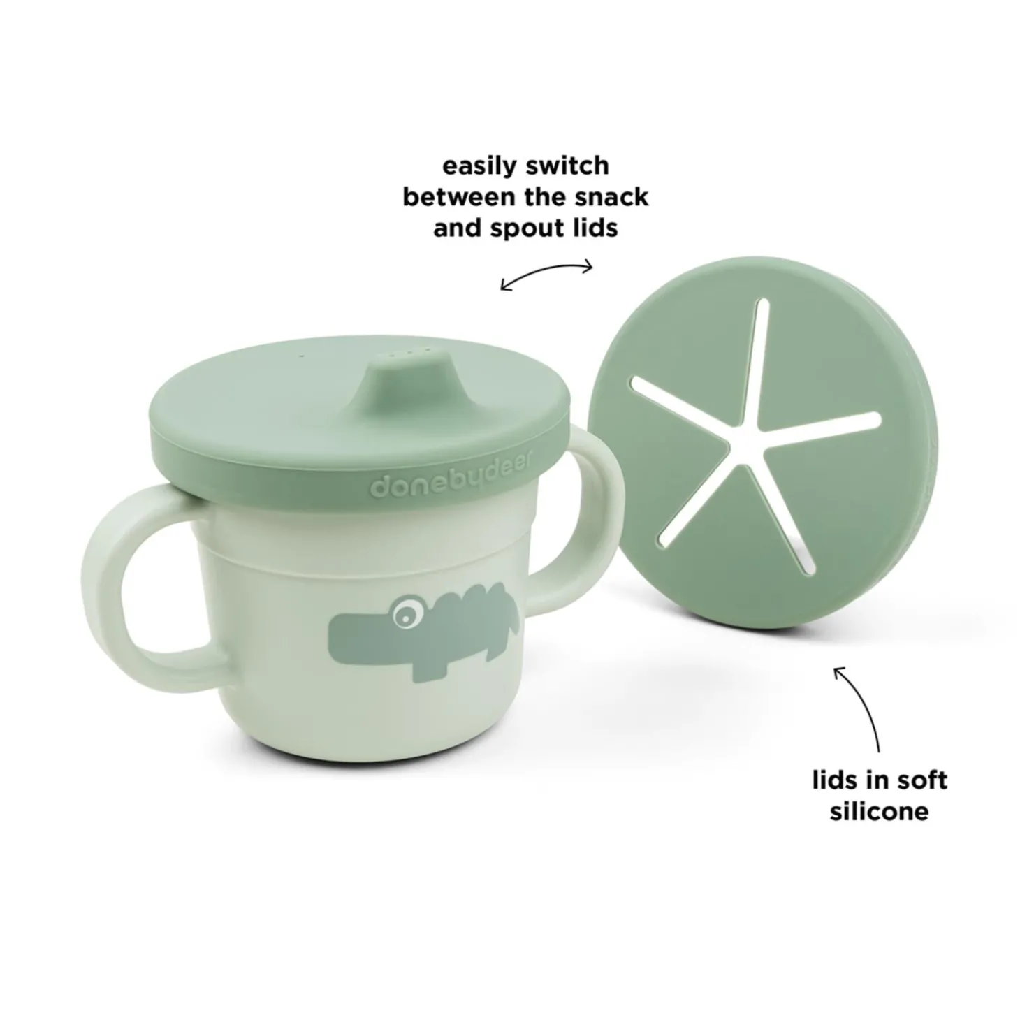 Done by Deer Tasse d'apprentissage et snack Foodie Croco Vert