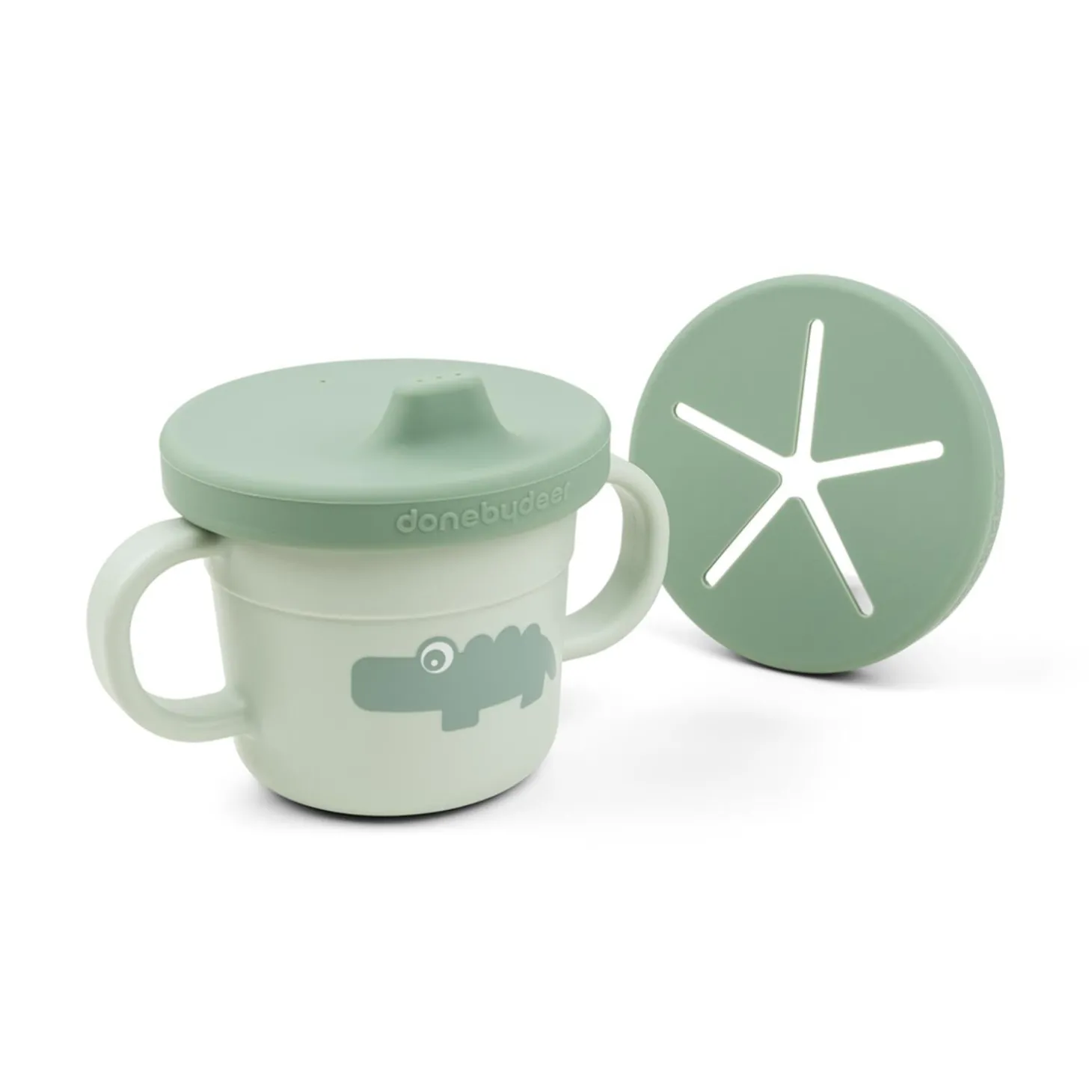 Done by Deer Tasse d'apprentissage et snack Foodie Croco Vert