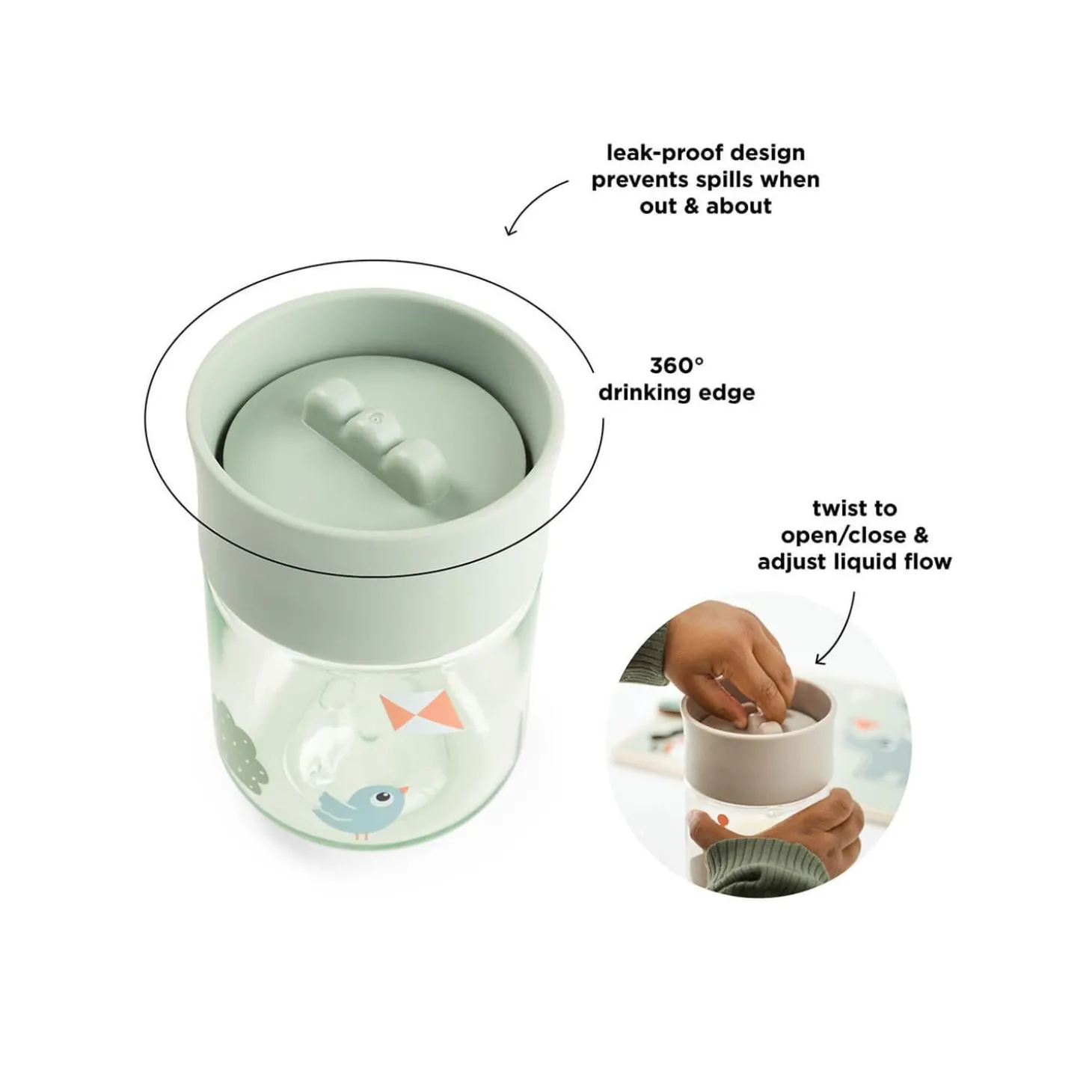 Done by Deer Tasse d'apprentissage 360° Vert 260 ml