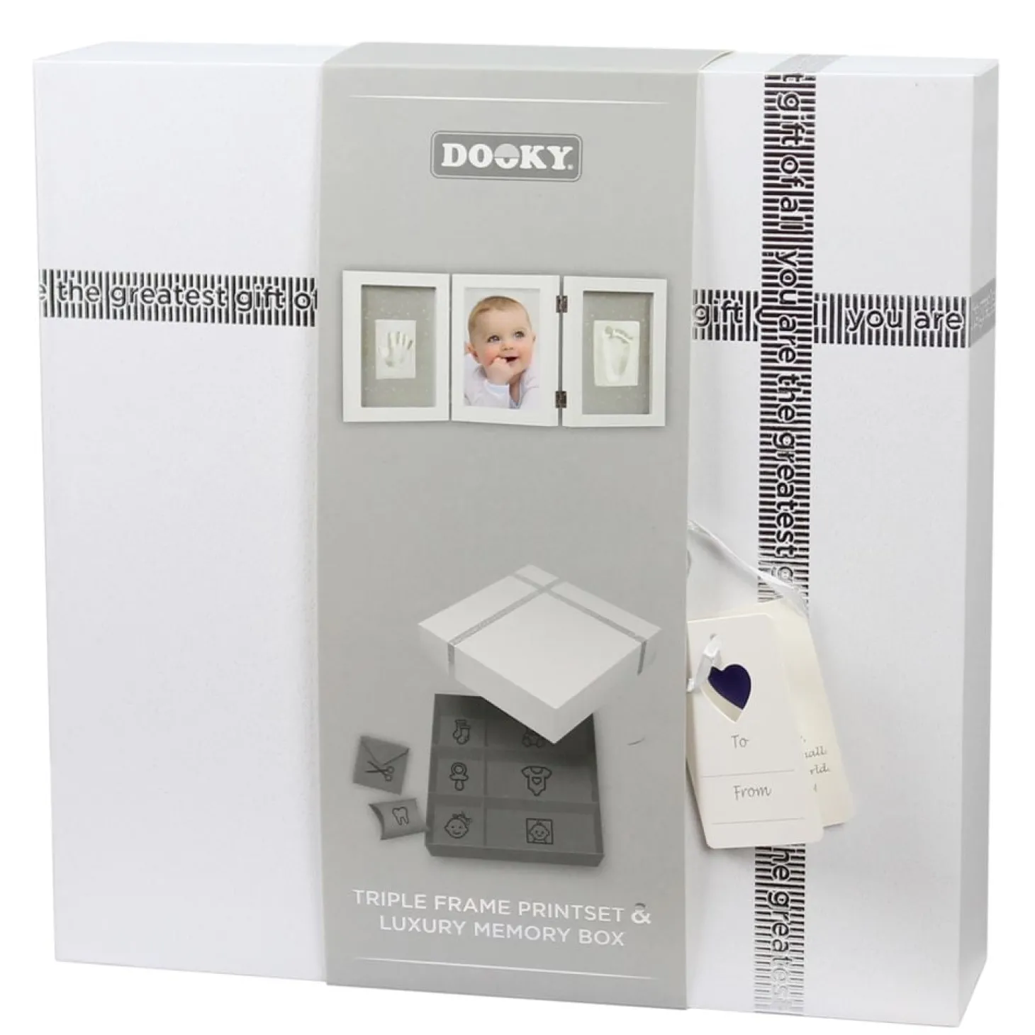 Dooky Triple cadre avec boîte à souvenirs Blanc 52x22 cm