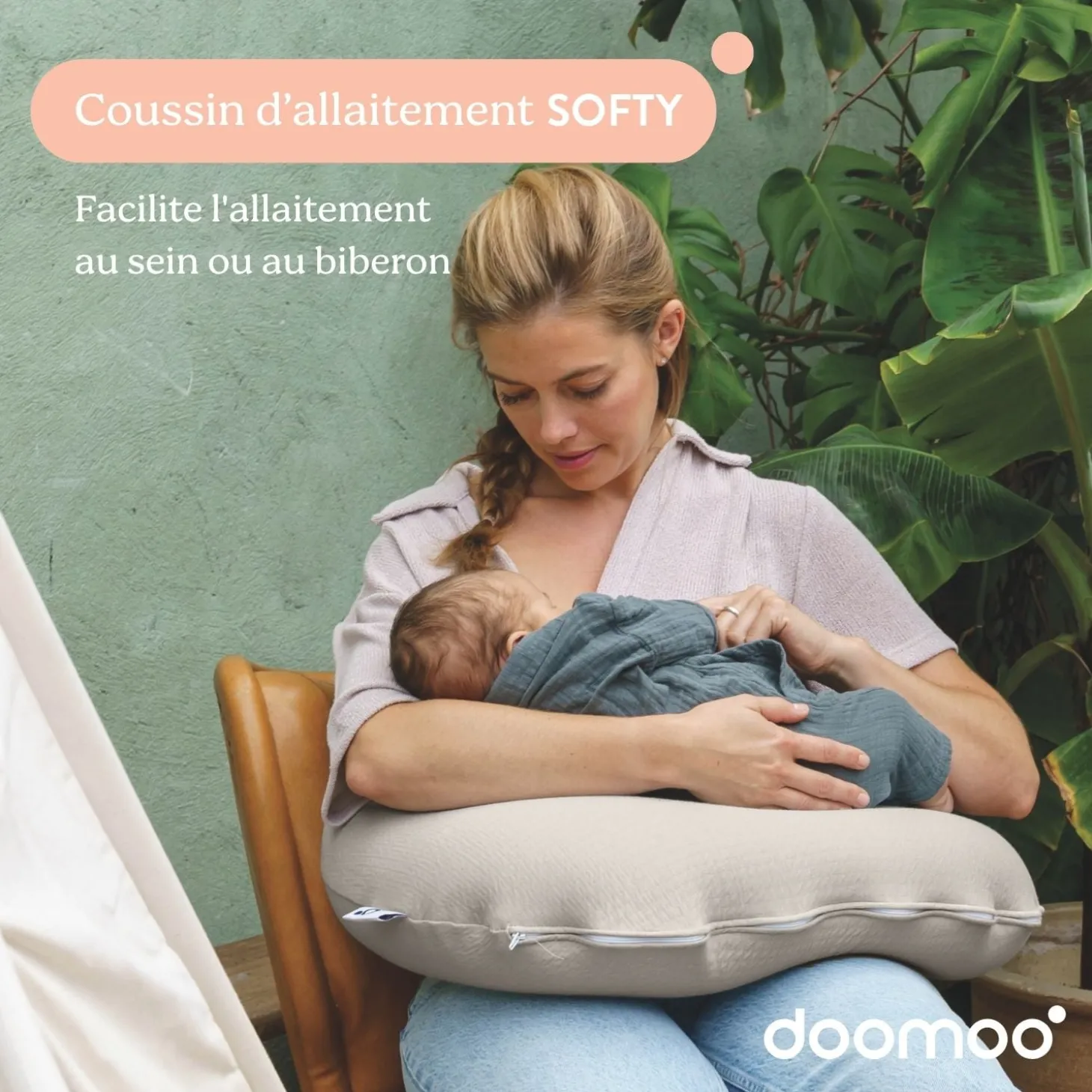 Doomoo Coussin d'allaitement Softy Jersey Tetra Sand