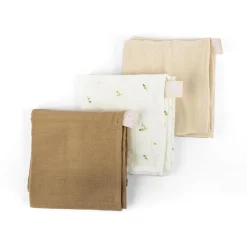 Doomoo Lot de 3 langes gaze de coton Lovely Sweety Cream Beige