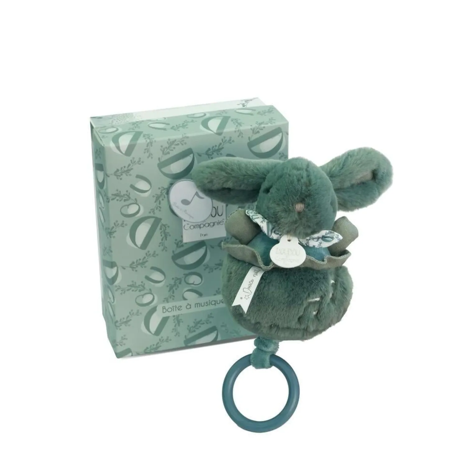Doudou & Compagnie Boite à musique Lapin Doudou Vert Sauge 20 cm
