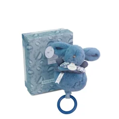 Doudou & Compagnie Boite à musique Lapin Doudou Bleu 20 cm