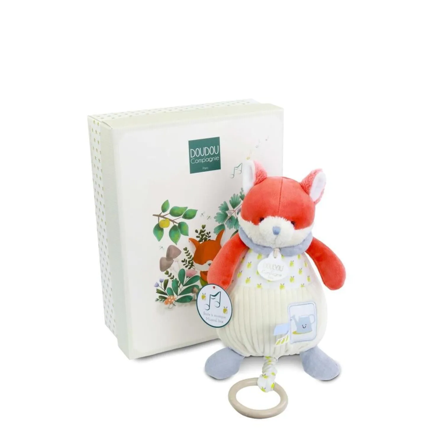 Doudou & Compagnie Boite à musique Romarin Le Renard Multicolore 20 cm