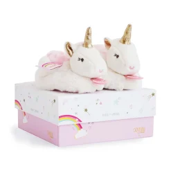 Doudou & Compagnie Chaussons avec hochet Lucie la licorne 0-6 mois
