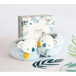 Doudou & Compagnie                    Chaussons avec hochet Yoca le Koala    0-6 mois