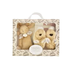 Doudou & Compagnie                    Coffret chaussons et doudou lapin    Beige