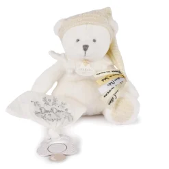 Doudou & Compagnie                    Doudou 25 ans ours pantin attache-sucette    Blanc            20 cm