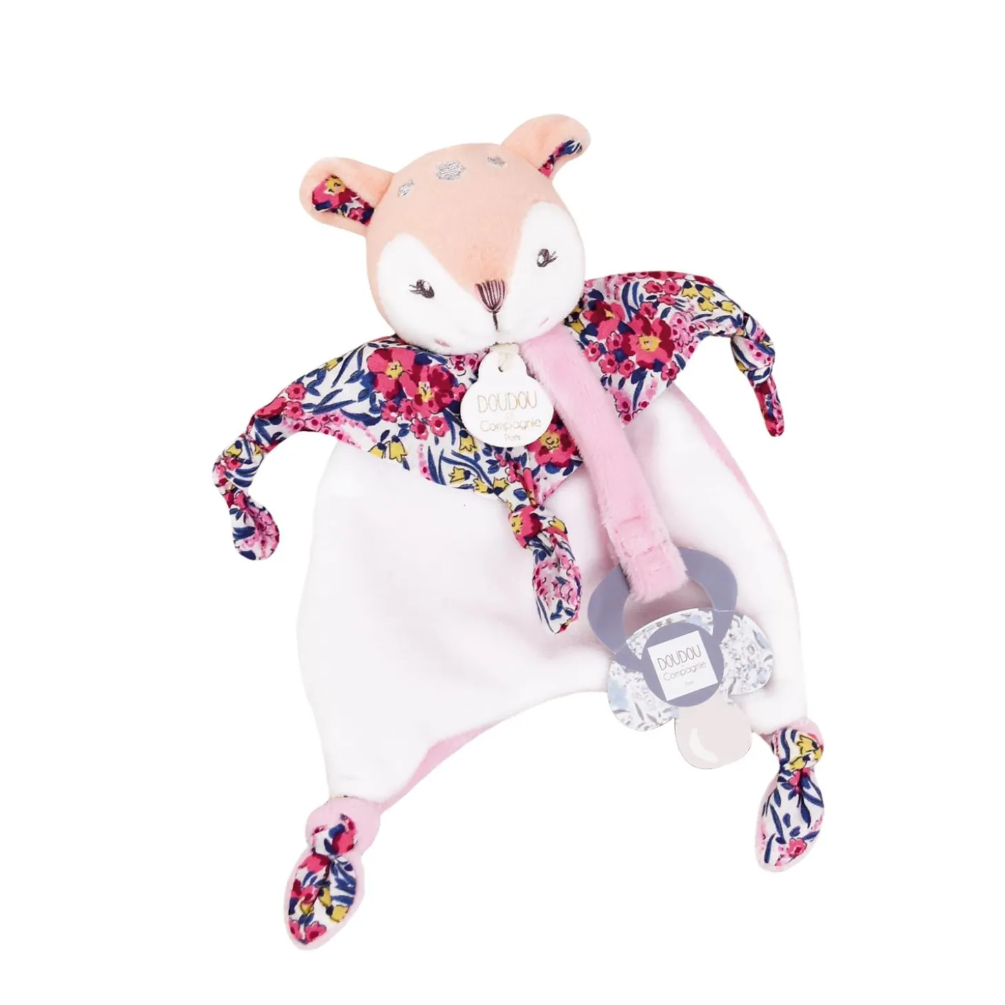 Doudou & Compagnie Doudou attache sucette Boh'aime- Faon Rose
