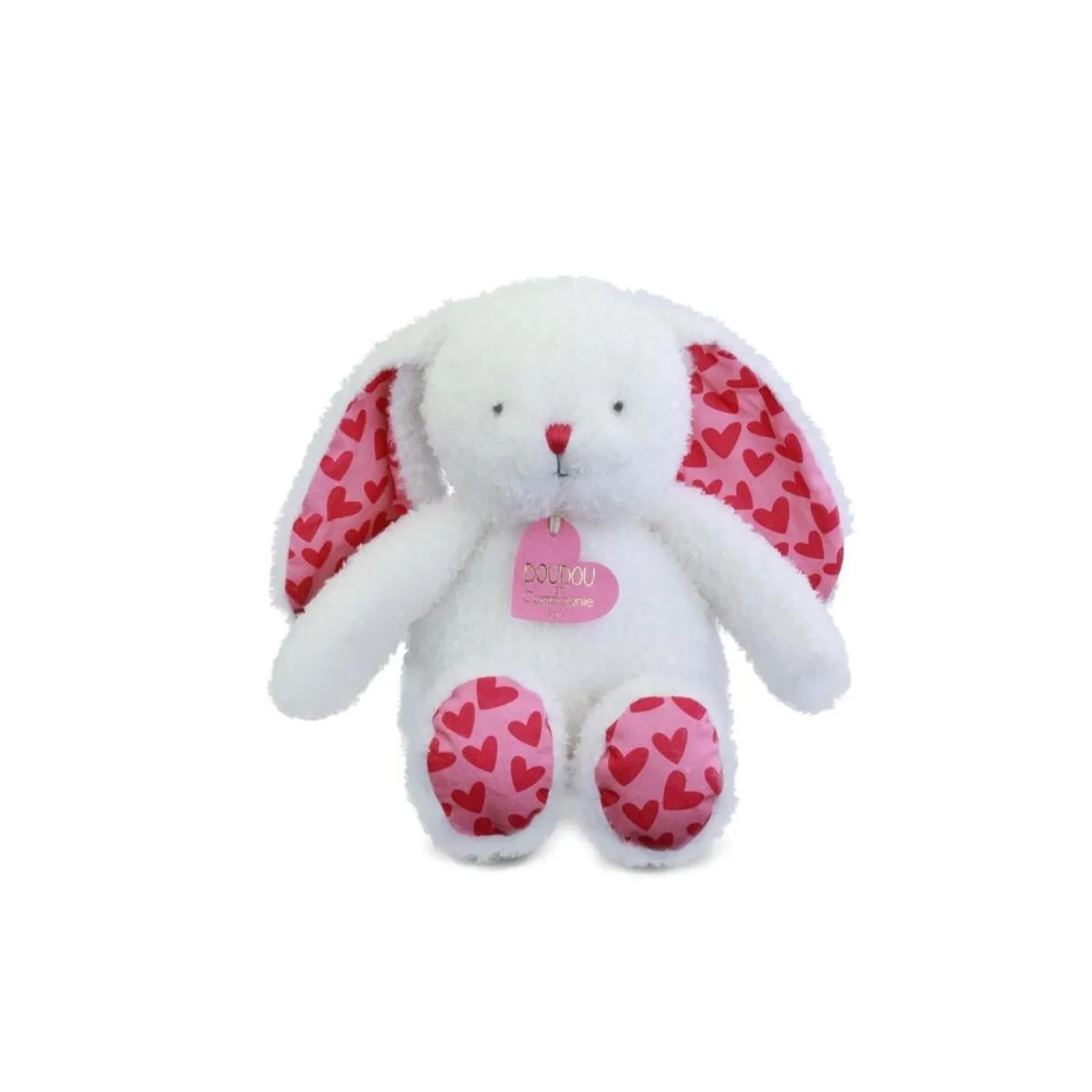 Doudou & Compagnie Doudou Lapain je t'aime en sac cadeau Blanc 25 cm