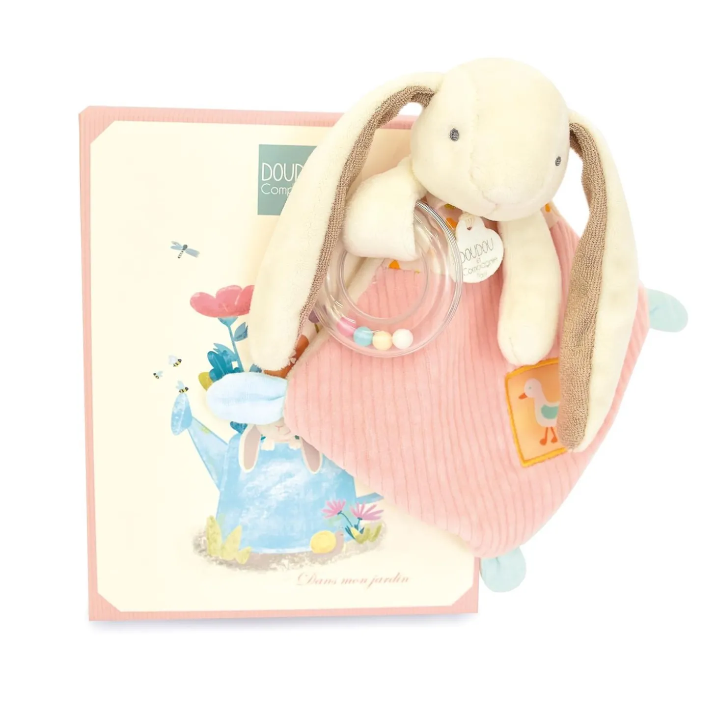 Doudou & Compagnie Doudou lapin ciboulette Hochet Rose