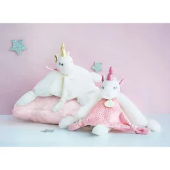Doudou & Compagnie Doudou Licorne Blanc Et Or 22 cm