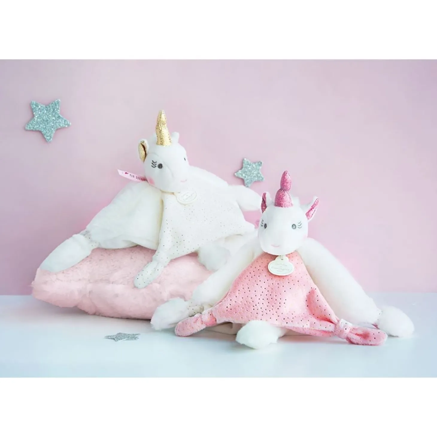 Doudou & Compagnie Doudou Licorne Blanc Et Or 22 cm