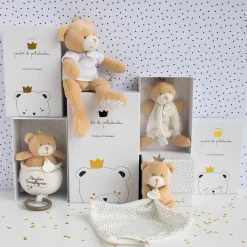 Doudou & Compagnie Doudou pantin avec mouchoir Ours petit roi 10 cm