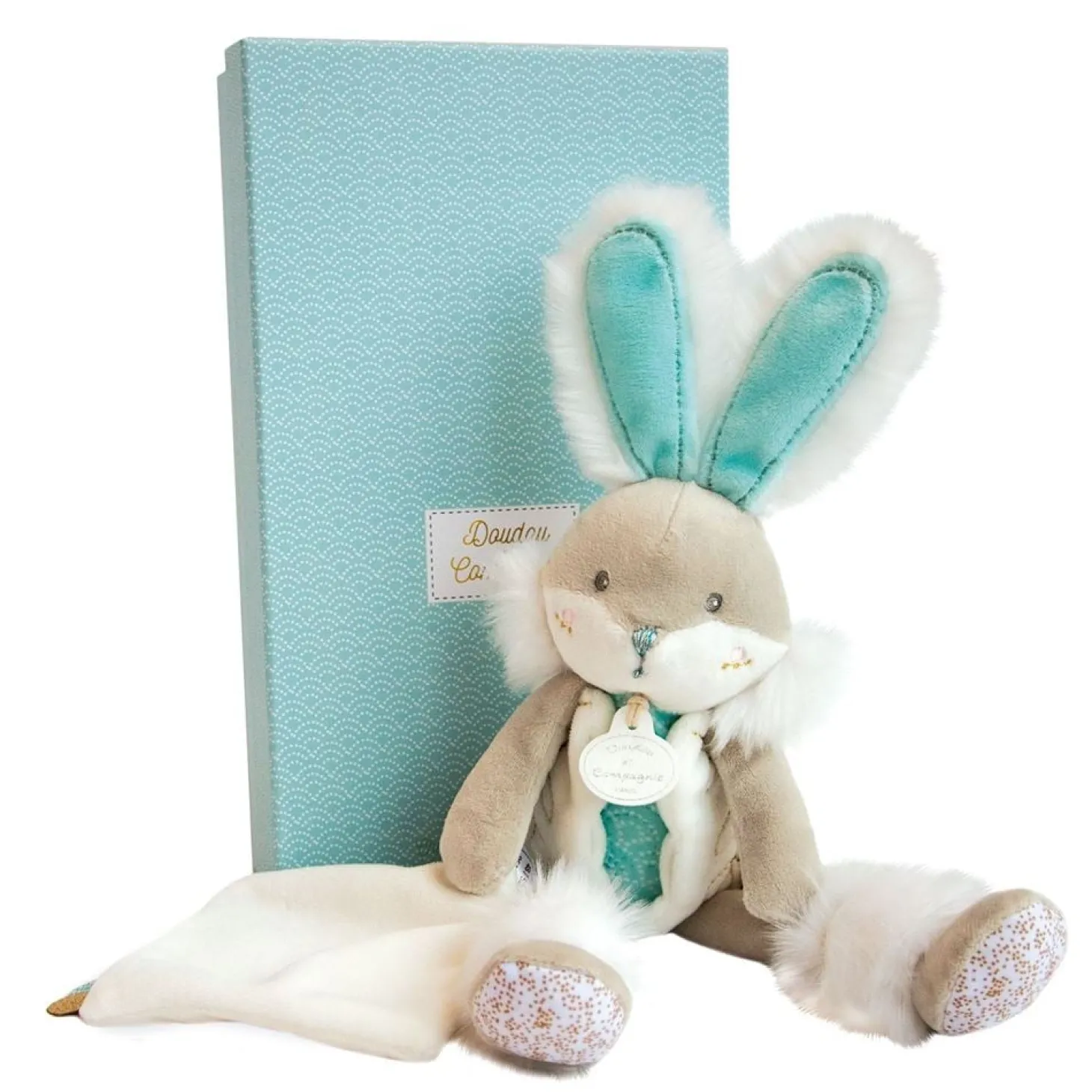 Doudou & Compagnie Doudou pantin Lapin de sucre Vert 31 cm