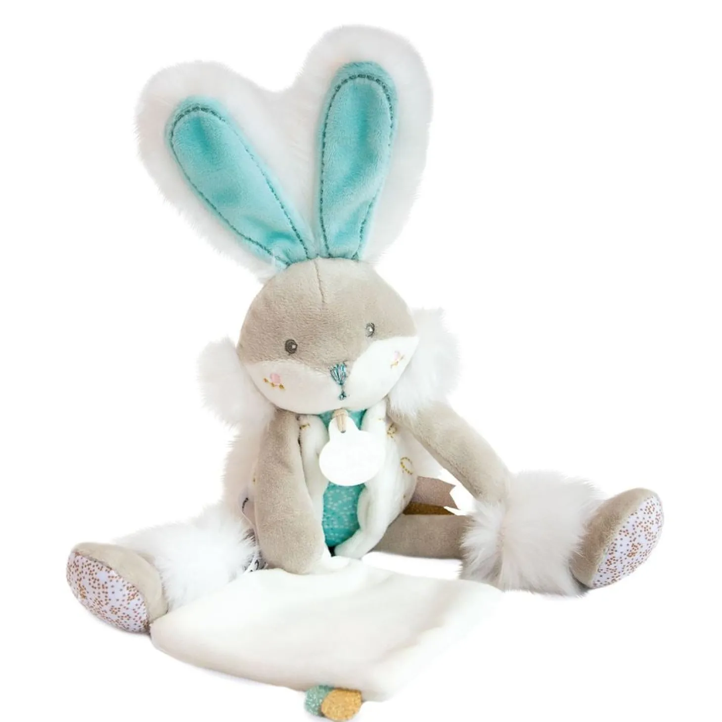 Doudou & Compagnie Doudou pantin Lapin de sucre Vert 31 cm
