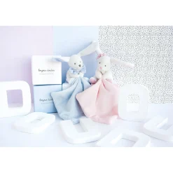 Doudou & Compagnie                    Doudou plat Lapin    Rose            10 cm