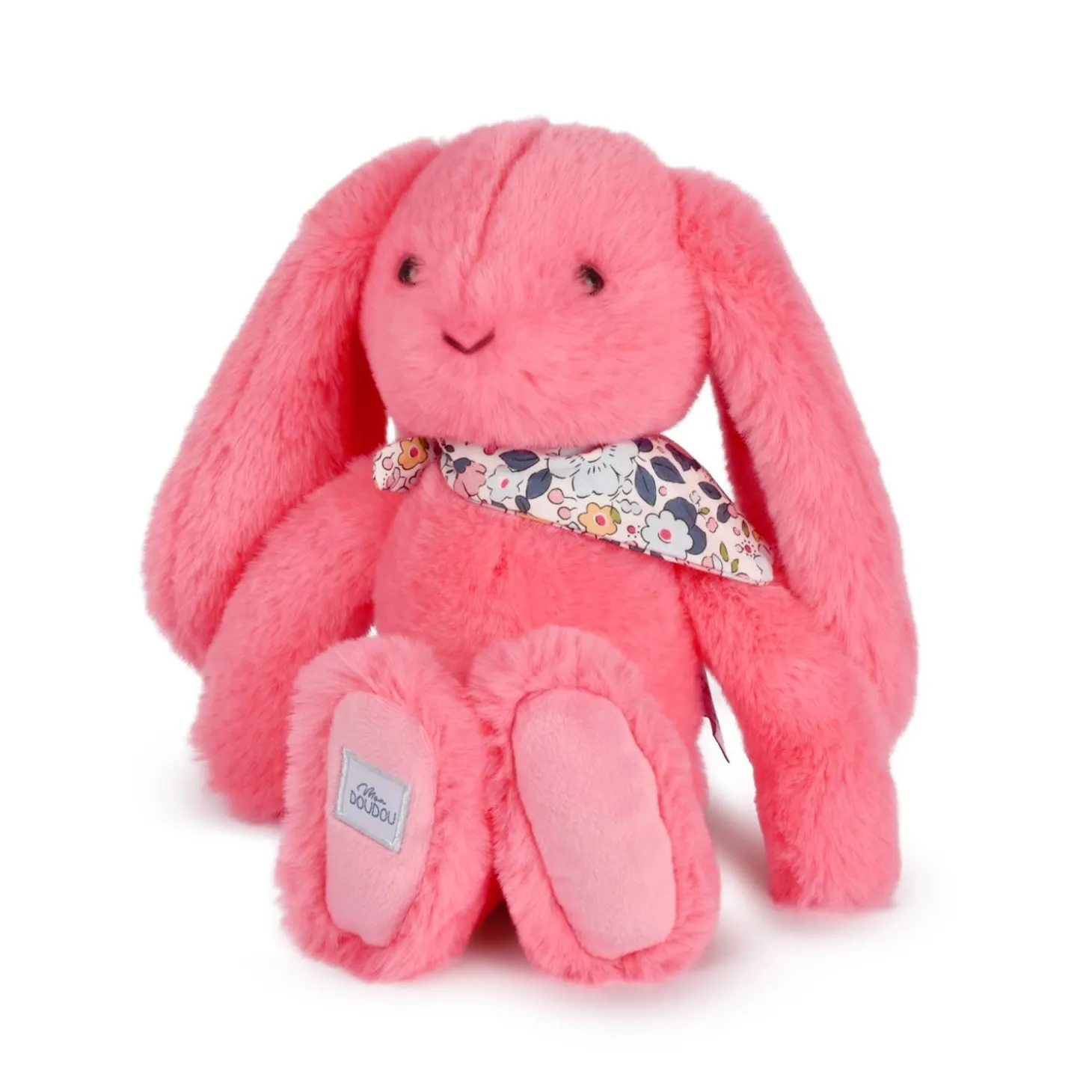 Doudou & Compagnie Peluche Lapin Fleurette Corail