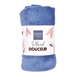 Doudou & Compagnie Plaid douceur Bleu Jean 70x100 cm