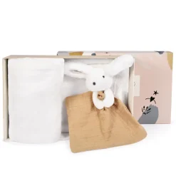Doudou & Compagnie Plaid et doudou Happy Wild Blanc 100x70 cm