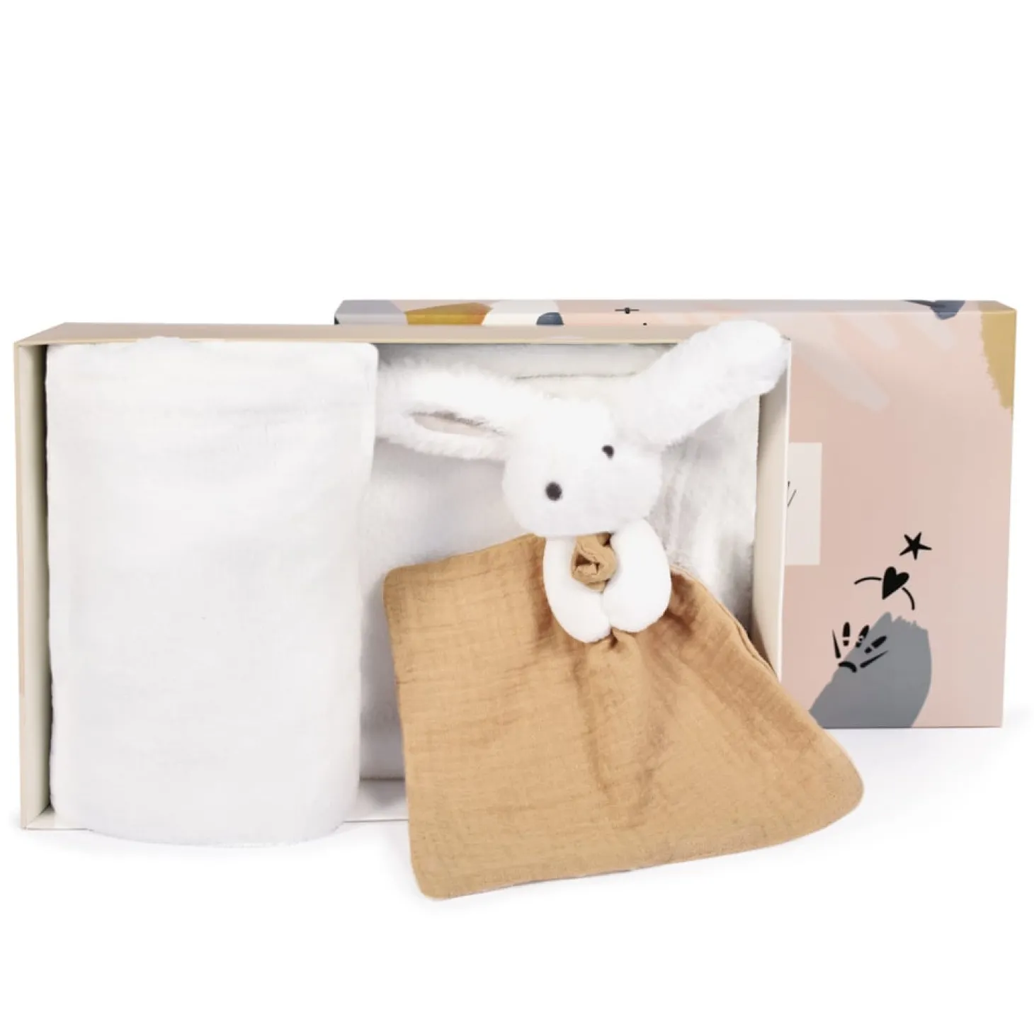 Doudou & Compagnie Plaid et doudou Happy Wild Blanc 100x70 cm