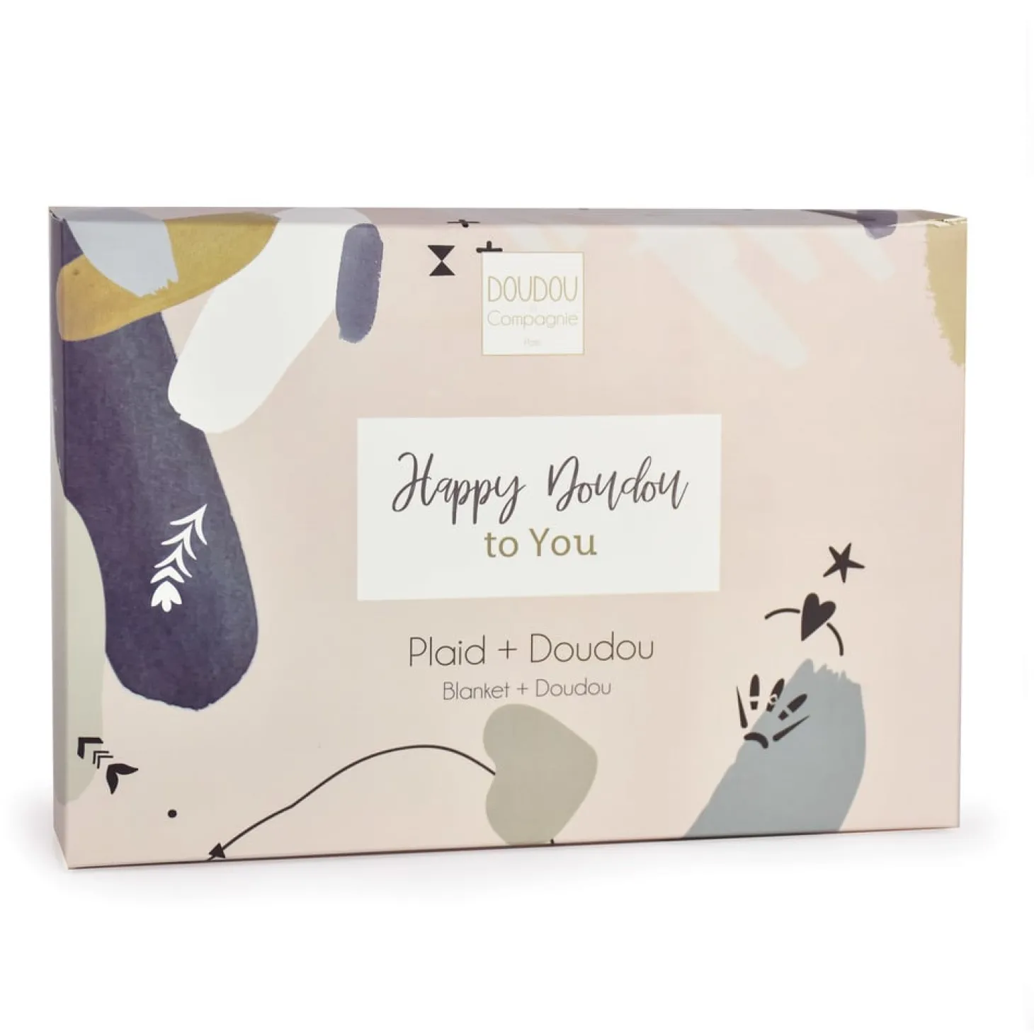 Doudou & Compagnie Plaid et doudou Happy Wild Blanc 100x70 cm