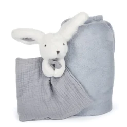 Doudou & Compagnie Plaid et doudou Happy Glossy Gris 100x70 cm