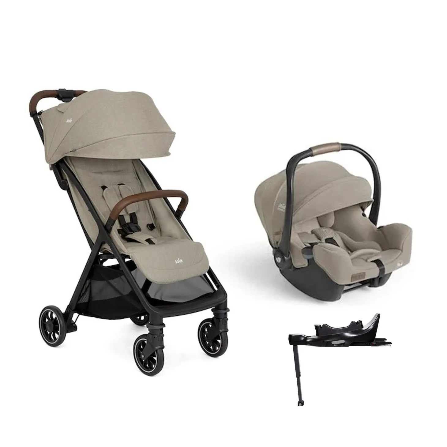 Duo Poussette PACT OAK + coque I-starter sandstone + base pivotante Encore de Joie