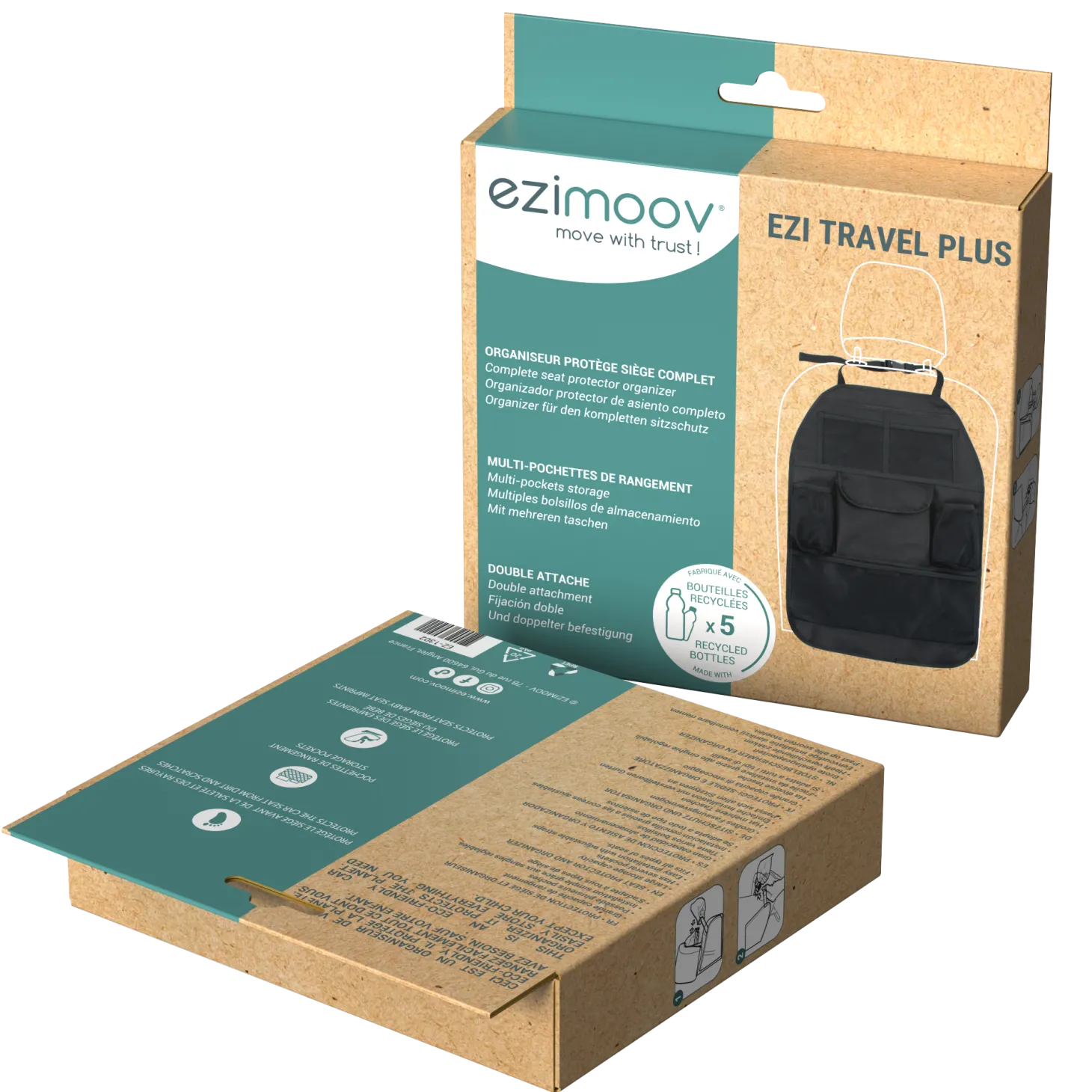 Ezimoov Organisateur de voiture Trafel plus éco-conçu Noir
