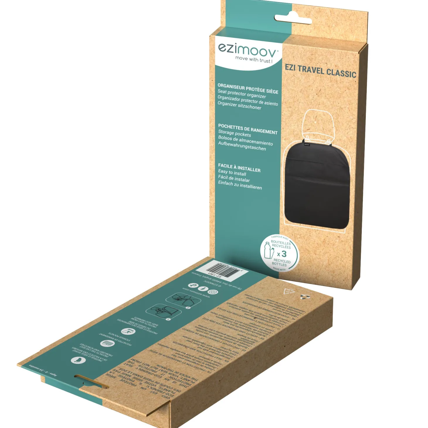 Ezimoov Organisateur de voiture Trafel classic éco-conçu Noir